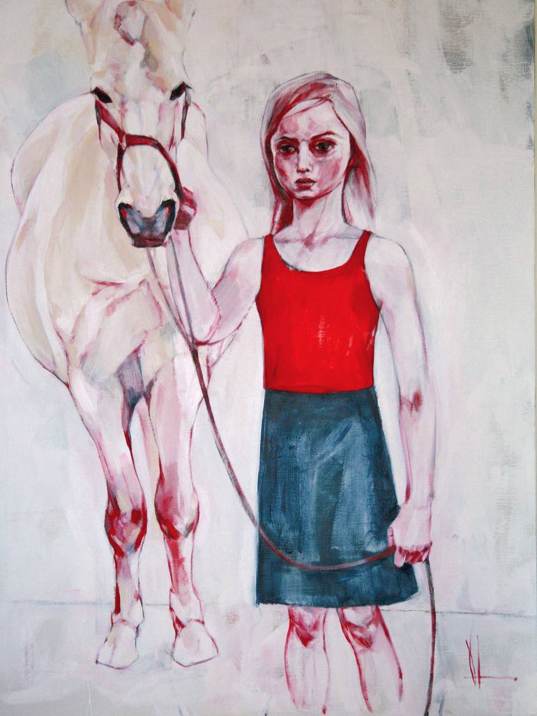 Girl with Horse Painting by Victoria Loeb | Saatchi Art