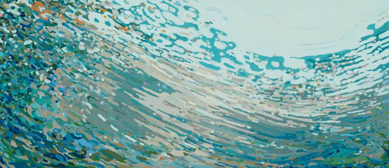 Original Seascape Painting by Margaret Juul | Abstract Art on Canvas | Nurturing Sea, 30 x 72"