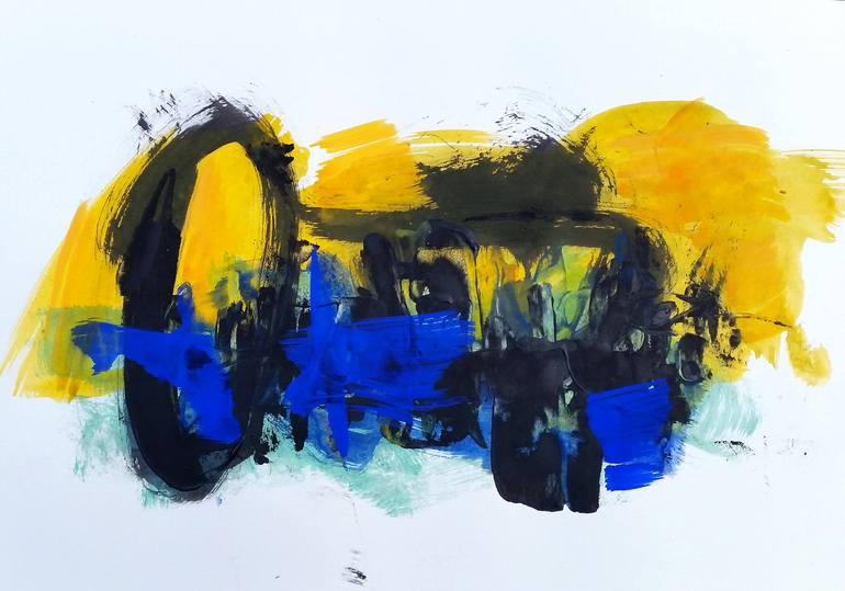 blue - yello - black II Painting by Wolfgang Kahle | Saatchi Art