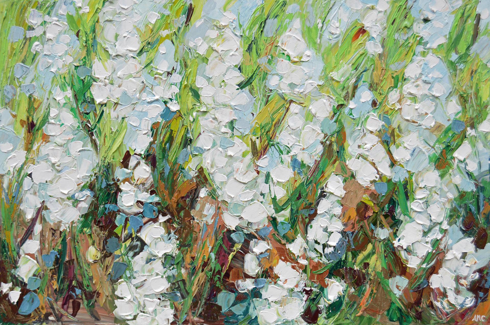 油彩 絵画 『Wild Flowers 2025』丸形 直径15cm 絵画 原画 Wild Squill Painting by Ann Marie Coolick | Saatchi Art