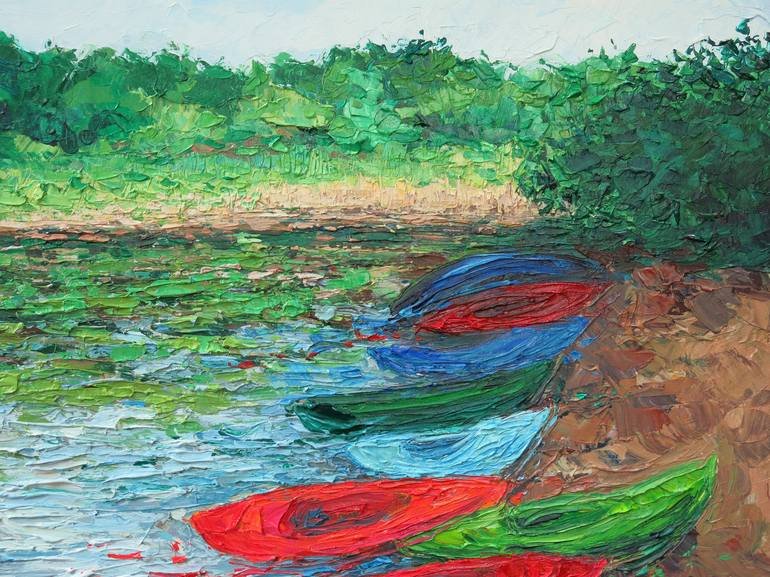 Original Expressionism Boat Painting by Ann Marie Coolick