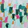 Abstract colorful impasto painting using only palette knives. Heavily textured. Edges painted and wired; ready for hanging. www.annmariecoolick.com