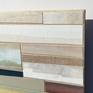 This piece is from the artist's ongoing series of recycled works, which are composed of previously completed artworks that have been reduced to fragments, and remade into new compositions. This piece, which evokes sedimentary geologic processes, is composed of the artist's earlier works on paper. The paper fragments have been mounted on 1/2" Baltic Birch plywood, that floats 1/2" off the wall. Ready to hang.