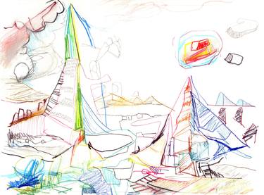 Original Abstract Landscape Drawings by Jason Wright