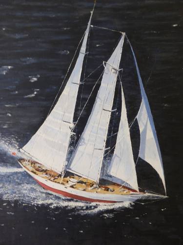 Original Photorealism Boat Painting by Philip Montoya