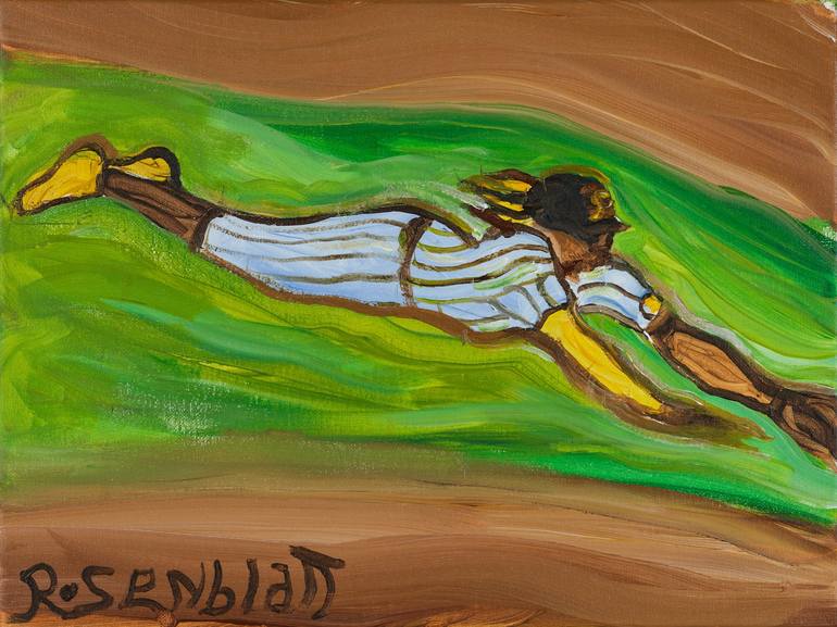 Fernando Tatis jr Diving catch Painting by Michael Rosenblatt
