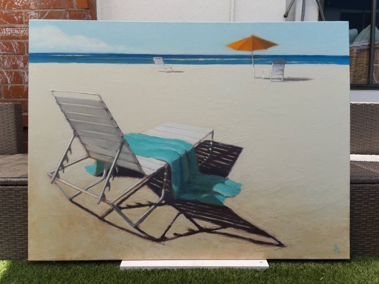 Original Impressionism Beach Painting by Alex Selkowitz