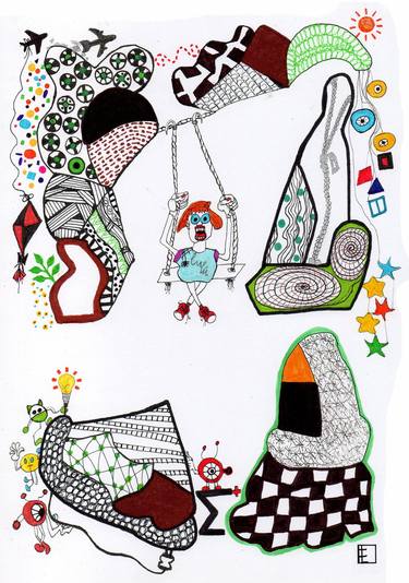Original Surrealism Abstract Drawing by Carmen Luna