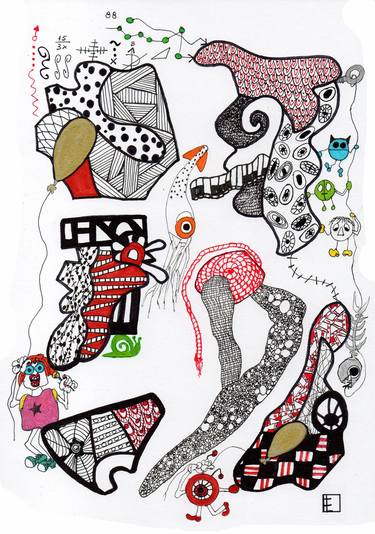 Original Dada Abstract Drawing by Carmen Luna