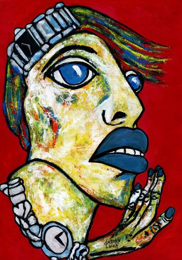 Original Expressionism Portrait Paintings by CARMEN LUNA