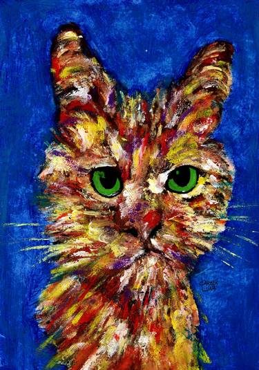 Original Expressionism Cats Paintings by CARMEN LUNA