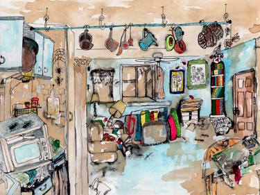 Original Fine Art Interiors Drawings by CARMEN LUNA