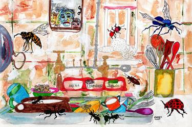 Original Fine Art Cuisine Drawings by CARMEN LUNA