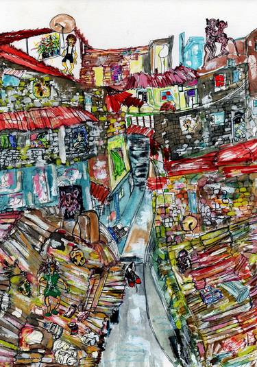 Original Expressionism Cities Drawings by CARMEN LUNA