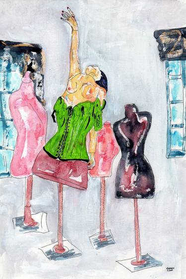 Original Expressionism Fashion Drawings by CARMEN LUNA