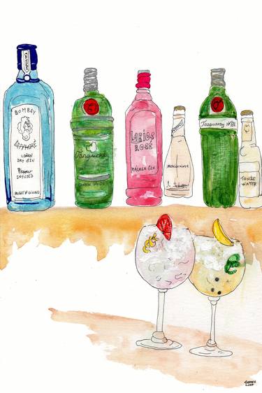 Original Expressionism Food & Drink Drawings by CARMEN LUNA