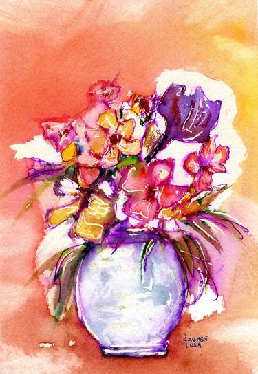 Original Modern Floral Watercolor Paintings For Sale