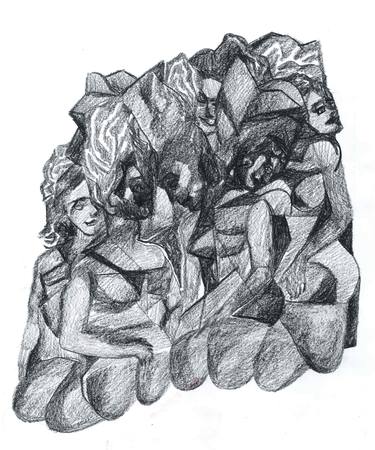 Print of Cubism People Drawings by Pedro Uribe Echeverria