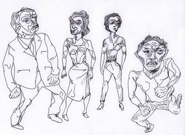 Print of People Drawings by Pedro Uribe Echeverria