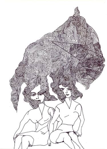 Print of Women Drawings by Pedro Uribe Echeverria