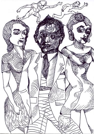 Print of Expressionism People Drawings by Pedro Uribe Echeverria