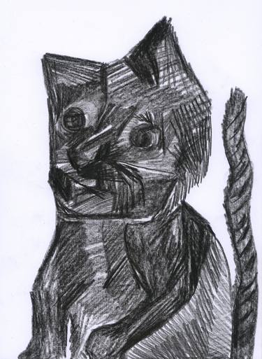 Print of Expressionism Cats Drawings by Pedro Uribe Echeverria