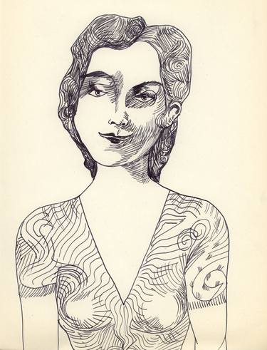 Original Expressionism Women Drawings by Pedro Uribe Echeverria