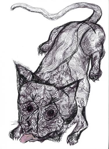 Print of Expressionism Cats Drawings by Pedro Uribe Echeverria