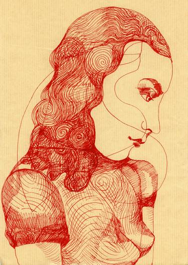 Original Expressionism Women Drawings by Pedro Uribe Echeverria