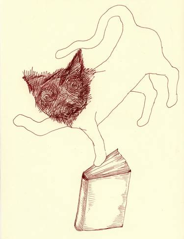 Original Expressionism Cats Drawings by Pedro Uribe Echeverria