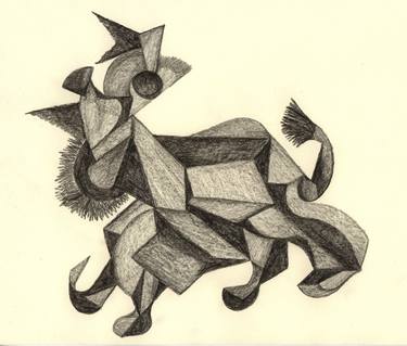 Original Cubism Animal Drawings by Pedro Uribe Echeverria