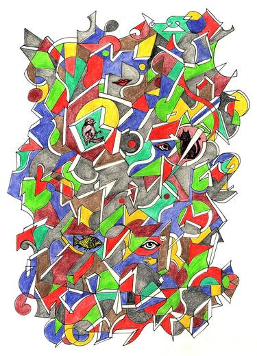 Original Expressionism Geometric Drawings by Pedro Uribe Echeverria
