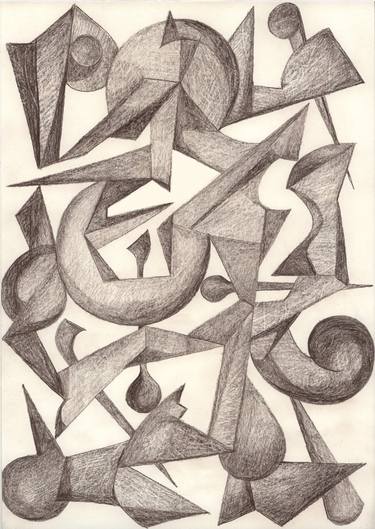 Original Cubism Science/Technology Drawings by Pedro Uribe Echeverria