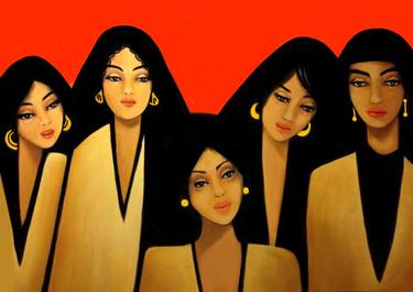 Print of Women Paintings by Hanan Ghanem