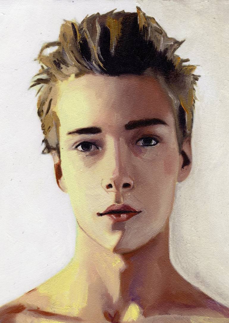 hypolite portrait of young boy blonde gay art interest Painting by Alexy  Berthelot