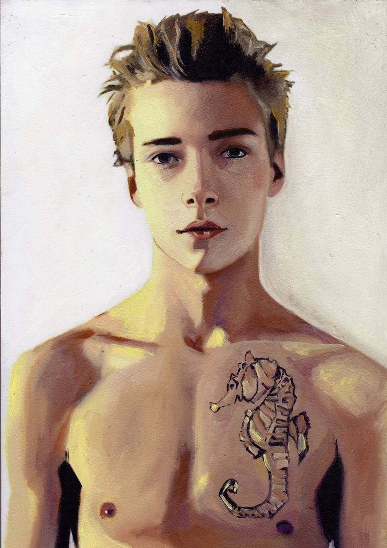 hypolite portrait of young boy blonde gay art interest Painting by Alexy  Berthelot