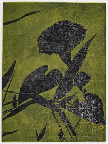 Morning Glory Silhouette in Black and Chartreuse - Limited Edition 1 of 1 thumb