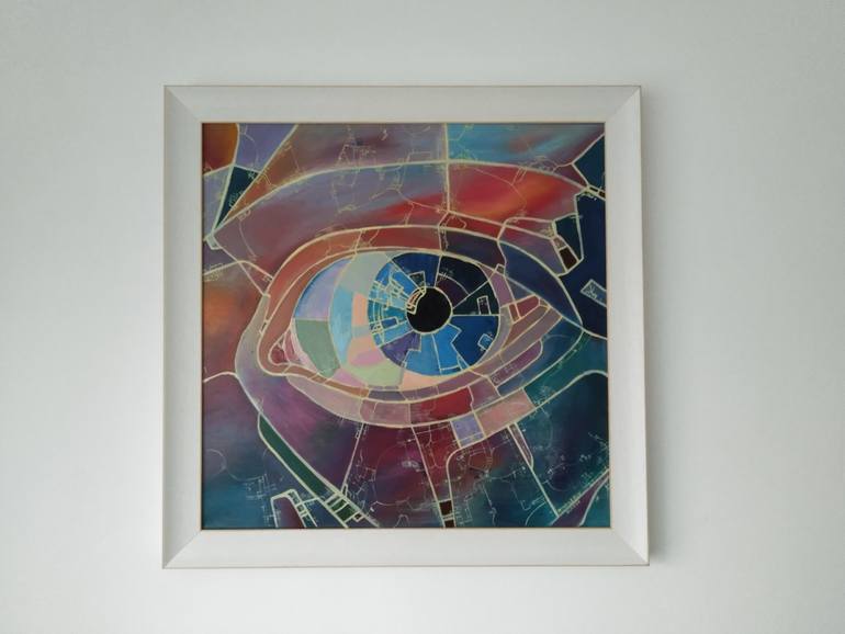 Original Abstract Expressionism Cities Painting by Ciprian Mihailescu