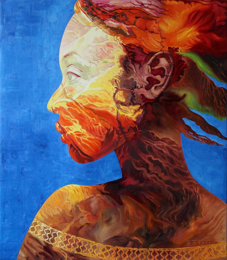 Print of Abstract Portrait Paintings by Ciprian Mihailescu