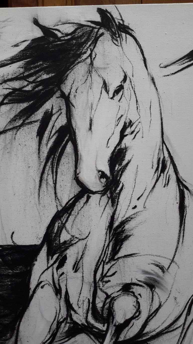 Original Figurative Horse Drawing by Cyril Réguerre