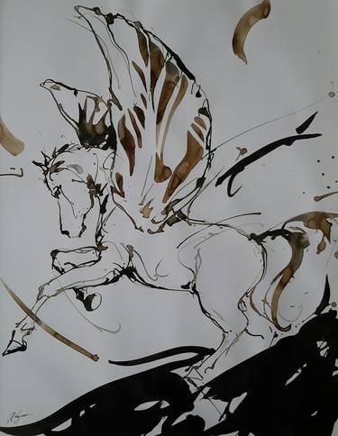 Original Figurative Horse Drawings by Cyril Réguerre