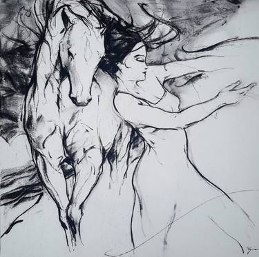 Original Figurative Horse Drawings by Cyril Réguerre