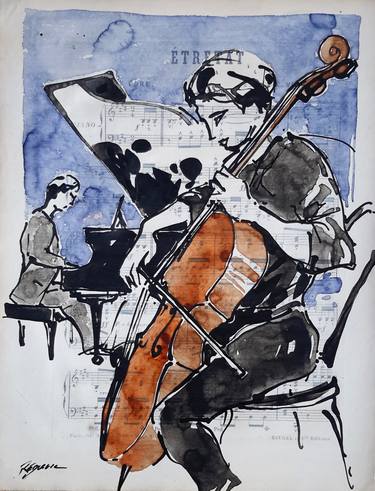 Original Figurative Music Drawings by Cyril Réguerre