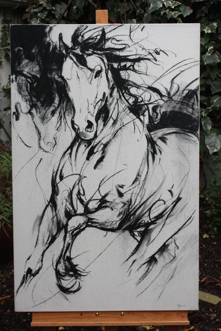 Original Figurative Horse Drawing by Cyril Réguerre