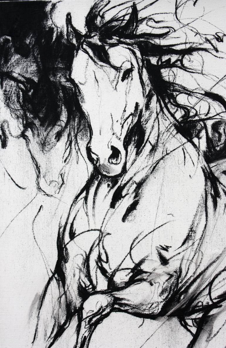 Original Figurative Horse Drawing by Cyril Réguerre