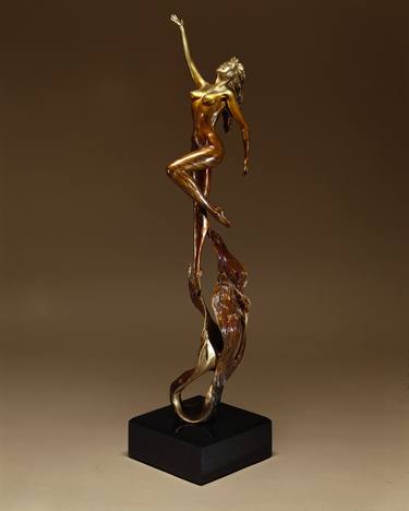 "SOLD"--FIRE - Bronze nude female bronze sculpture. thumb