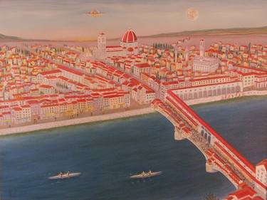 Original Surrealism Cities Paintings by Miroslav Belacevic