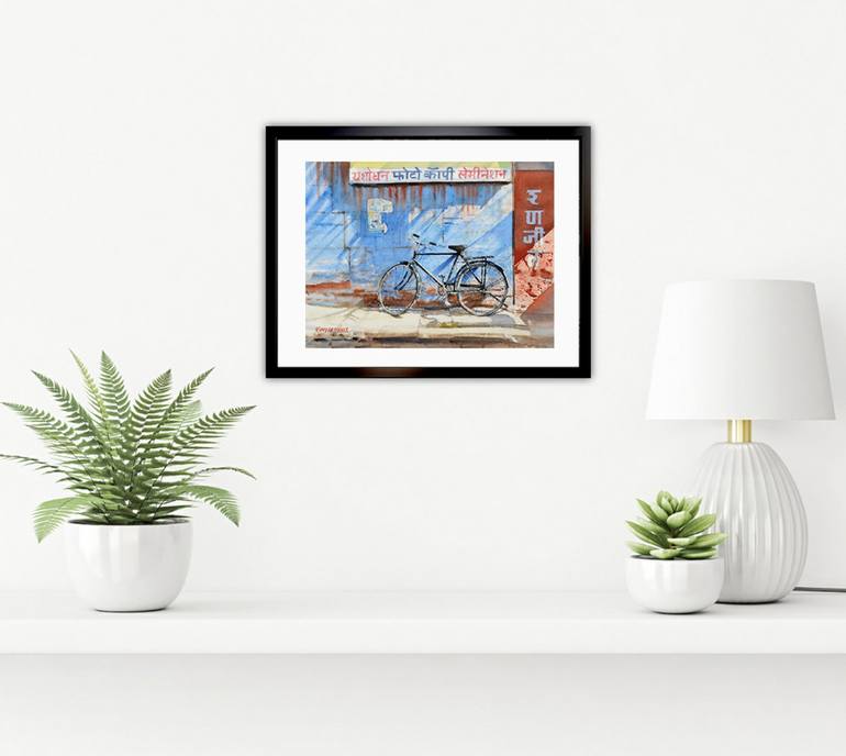 Original Contemporary Bicycle Painting by Ramesh Jhawar