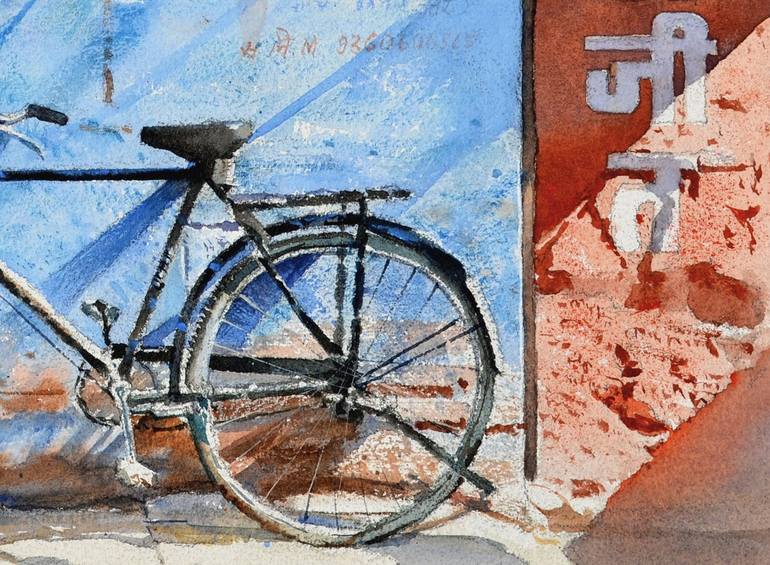 Original Bicycle Painting by Ramesh Jhawar