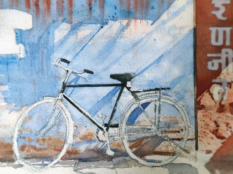 Original Bicycle Painting by Ramesh Jhawar